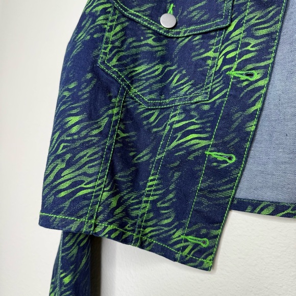 I.AM.GIA Sinead Navy and Green Tiger Cropped Jean Trucker Jacket NWOT - Picture 8 of 15